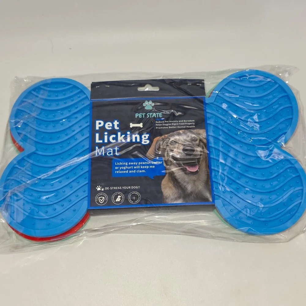 2 Pack Dog Lick Mat 3 Piece Set Silicone Slow Feeder Cat Puppy Anxiety Pet State